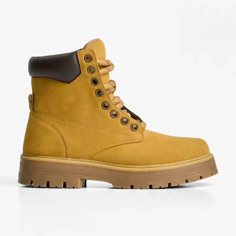 Giầy Bershka Lace-up Ankle Boots - Yellow