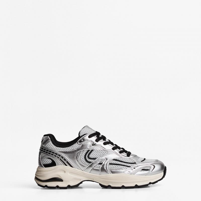 Giầy Bershka Multi-Piece Sneakers in Silver