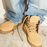 Giầy Bershka Lace-up Ankle Boots - Yellow