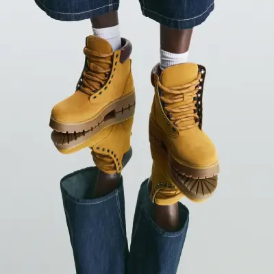 Giầy Bershka Lace-up Ankle Boots - Yellow