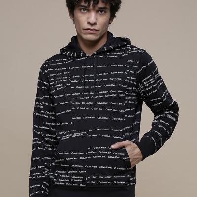 Áo Nỉ Calvin Klein Jeans Men Black Brand Logo Printed Hooded Sweatshirt