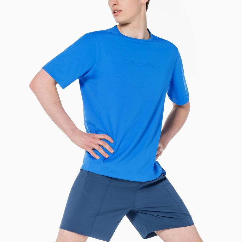 Áo thun Calvin Klein nam tay ngắn màu xanh dương Regular Fit Essential Stretch