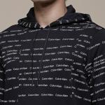 Áo Nỉ Calvin Klein Jeans Men Black Brand Logo Printed Hooded Sweatshirt