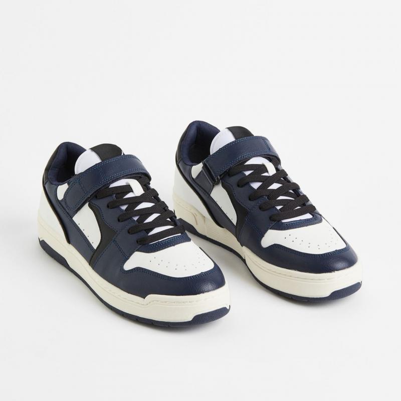 Giầy H&M Faux Leather Sneakers Navy/White