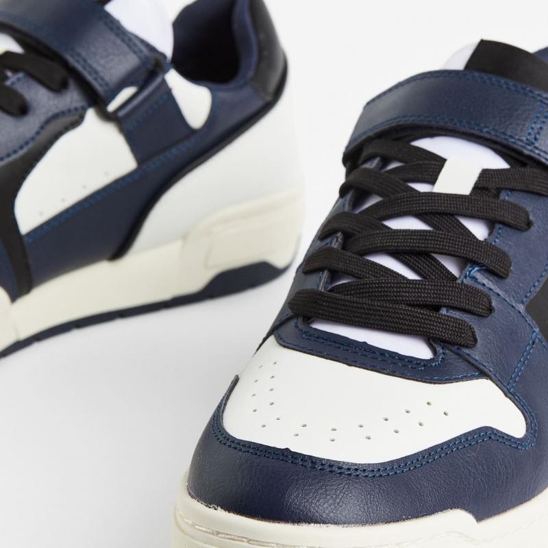 Giầy H&M Faux Leather Sneakers Navy/White