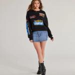 Áo Nỉ Trendy Moto Graphic Fleece Pullover Sweatshirt