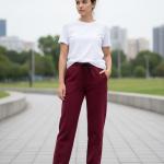 Quần Nỉ Ống Suông Màu Đỏ Đô BFL Korea