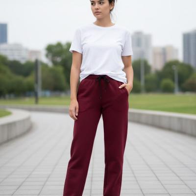 Quần Nỉ Ống Suông Màu Đỏ Đô BFL Korea