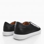 Giầy Mango Black Leather - Monocoloured leather sneakers