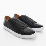 Giầy Mango Black Leather - Monocoloured leather sneakers