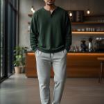 Quần Nỉ Ống Suông Màu Ghi BFL Korea