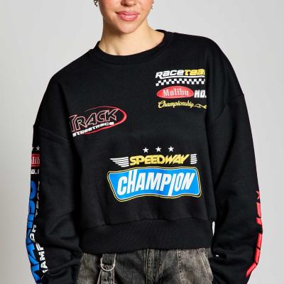 Áo Nỉ Trendy Moto Graphic Fleece Pullover Sweatshirt