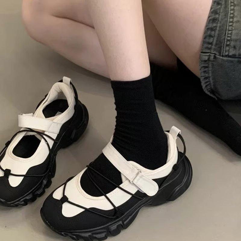 Giầy Ballerina Sneaker Shoes For Women Round Toe Black Mary Janes