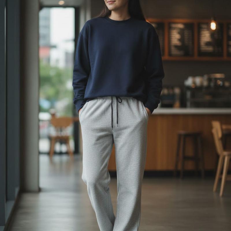 Quần Nỉ Ống Suông Màu Ghi BFL Korea