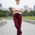 Quần Nỉ Ống Suông Màu Đỏ Đô BFL Korea