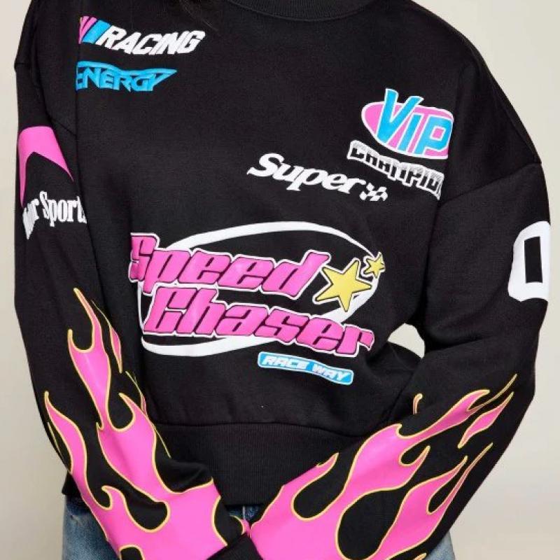 Áo Nỉ Motorsport Pink Flame Graphic Sweatshirt – “Speed Chaser” Edition