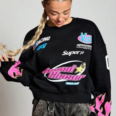 Áo Nỉ Motorsport Pink Flame Graphic Sweatshirt – “Speed Chaser” Edition