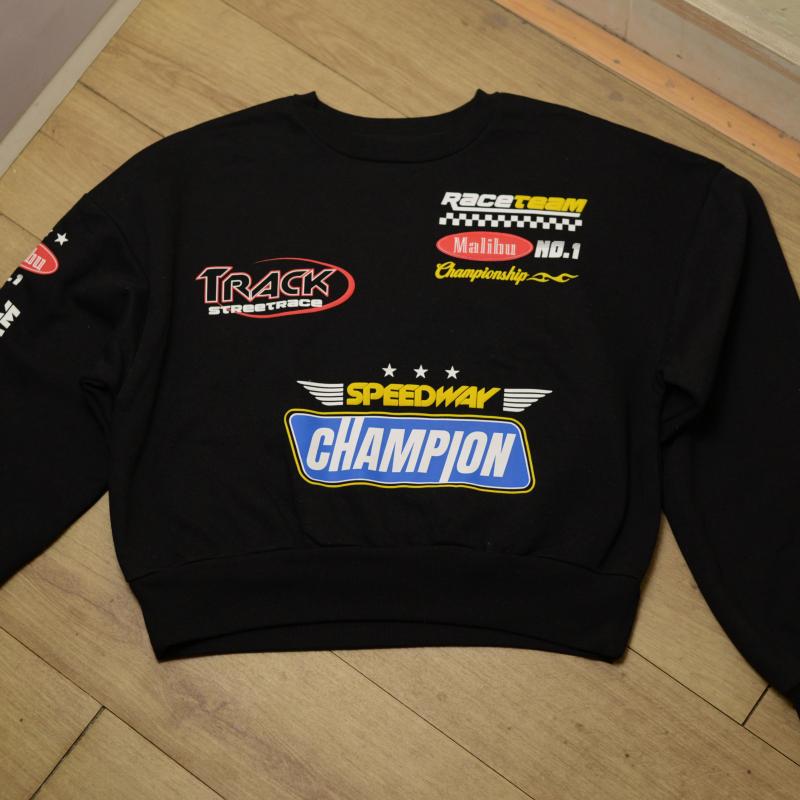 Áo Nỉ Trendy Moto Graphic Fleece Pullover Sweatshirt