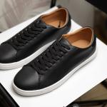 Giầy Mango Black Leather - Monocoloured leather sneakers