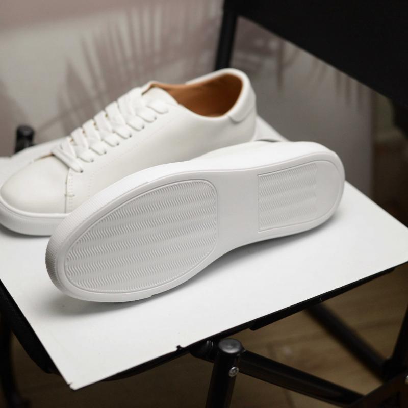 Giầy Mango Leather - Monocoloured leather sneakers