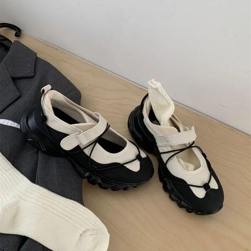 Giầy Ballerina Sneaker Shoes For Women Round Toe Black Mary Janes