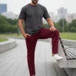 Quần Nỉ Ống Suông Màu Đỏ Đô BFL Korea