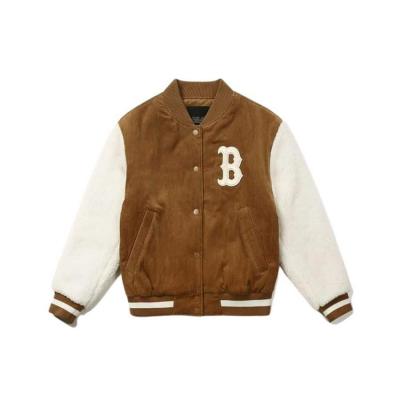 Áo Bomber Jacket MLB Wool Fleece Sleeve Boston Red Sox ‘Brown’