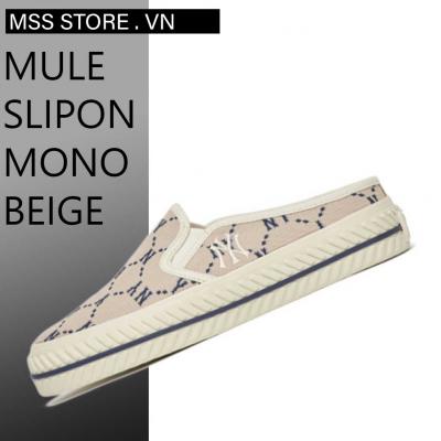 Giày MLB Mule Slipon Dia Monogram New York Yankees "Beige"