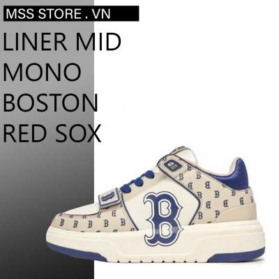 Giày MLB Chunky Liner Mid Classic Monogram Boston Red Sox L.Beige