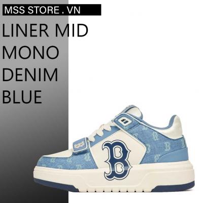 Giày MLB Chunky Liner Mid Denim Boston Red Sox D.Blue