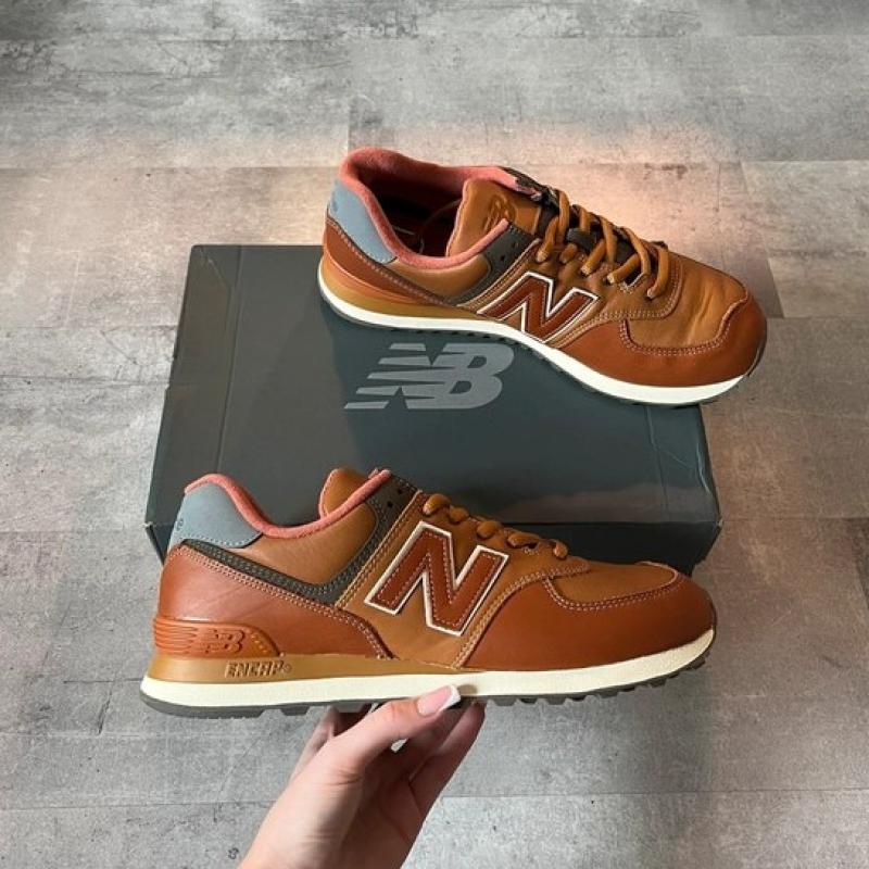 Giầy New Balance 574 Men's Brown Leather Sneakers