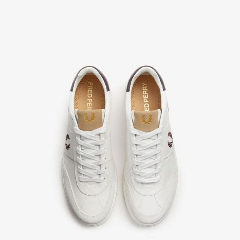 Giầy Fred Perry B400 Leather And Seude Trainer In White