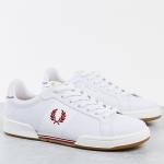 Giầy Fred Perry B722 Bonded Leather Sneakers In White/ Red