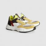 Giầy Reiss Liam - Leather Trainers Grey/ Yellow