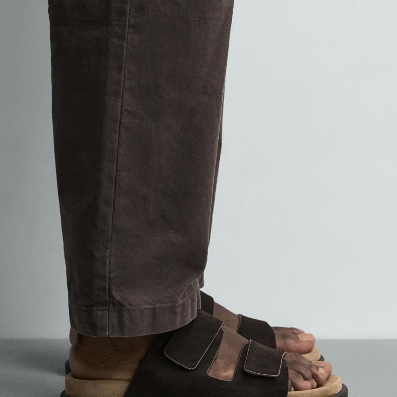 Dép Zara Man Double Strap Leather Sandals