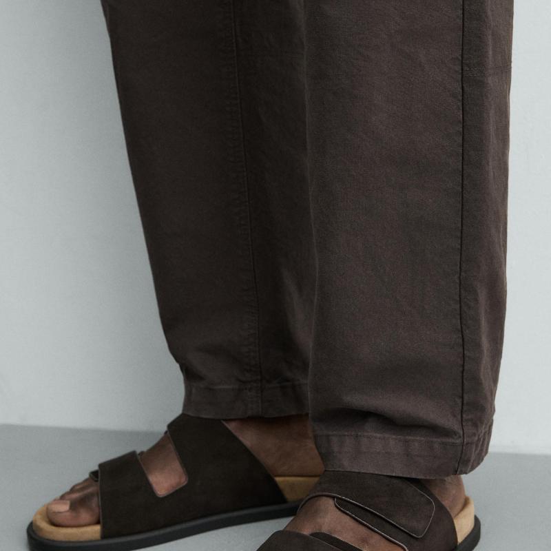 Dép Zara Man Double Strap Leather Sandals